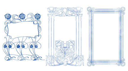 Art Nouveau, Art Deco Style Frames With Texture