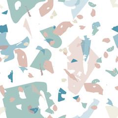 Terrazzo seamless pattern. Blue classic flooring