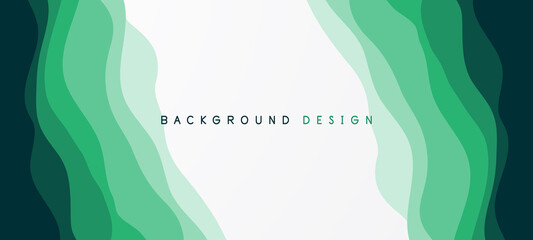 Green liquid banner template. Vector abstract background with green gradient fluid waves, organic shapes, text. Trendy banner for social media promotion