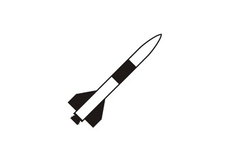 Missile weapon. Simple illustration in black and white.

