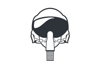 Jet fighter pilot helmet. Simple illustration in black and white.  © supirloko89