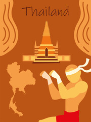 muay thai fighter and map