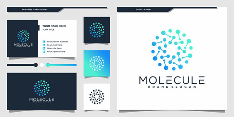 Creative abstract molecule logo design with sircular modern shape and business card design Premium vektor