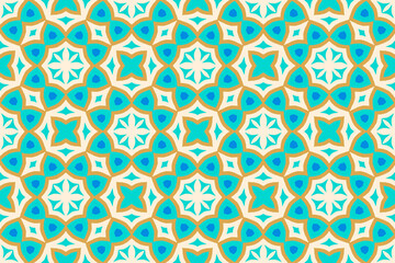 Fototapeta na wymiar Seamless pattern with Arabic motifs in 4 colors