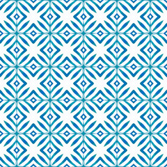 Fototapeta premium Chevron watercolor pattern. Blue ecstatic boho