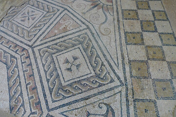 Antique roman mosaic in Porto Torres, Sardinia, Italy