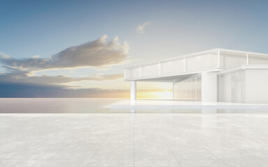 Fototapeta na wymiar The modern concept architecture on the water, 3d rendering.