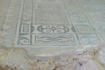 Antique roman mosaic in Porto Torres, Sardinia, Italy