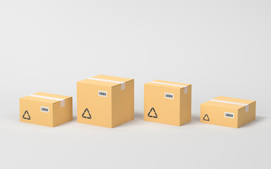 Recyclable boxes and logistics transportation, 3d rendering.