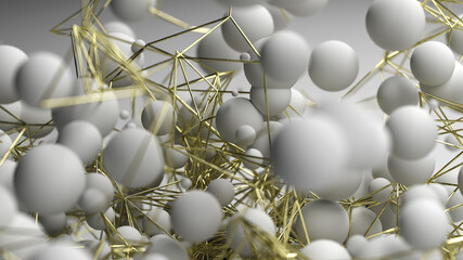 Abstract 3D illustration. Neural networks and artifical intelligence. Modern abstract technology background