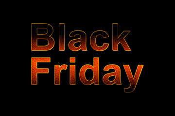 Illustration, Black Friday Sale. Banner, poster, logo golden color on dark background.