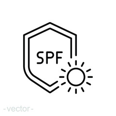 UV protect icon. Simple outline style. Protection, SPF, rays block, ultraviolet, fabric, sun radiation concept. Thin line vector illustration isolated on white background. Editable stroke EPS 10