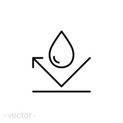 Waterproof icon. Simple outline style. Water repellent surface, corrosion, proof, chemical, hydrophobic, fabric, liquid drop. Vector illustration isolated on white background. Editable stroke EPS 10