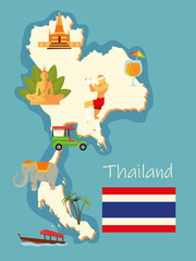 thailand map and icons