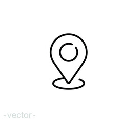 Pin map line icon. Simple outline style. Location, journey point, gps, destination, marker, pointer concept for web and app design. Vector illustration isolated on white design. Editable stroke EPS 10
