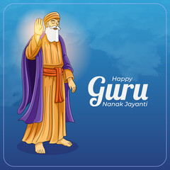 Happy guru nanak jayanti celebration greeting card