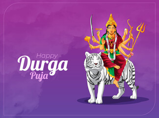 Durga puja celebration banner and greeting card