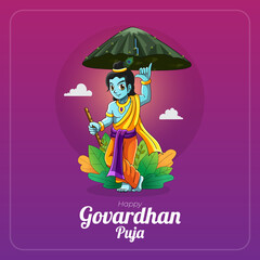 Happy Govardhan puja celebration greeting card
