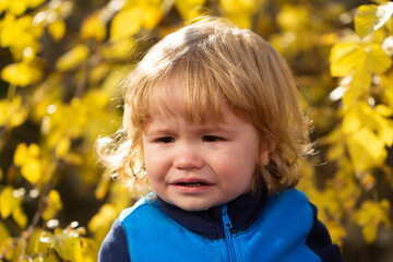 Fototapeta premium Child crying. Kids face, little boy portrait. Baby cry.