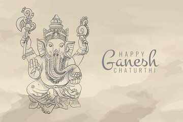 Sketch of lord ganesh chaturthi celebration