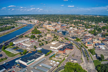 Aerial View of the Downtown Business District of Mankato, Minnesota