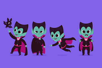 flat vampire character collection design vector illustration