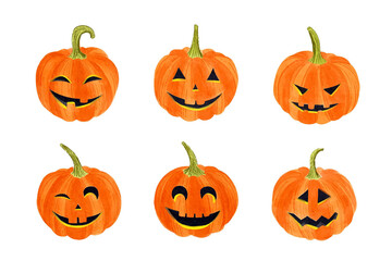 hand drawn halloween pumpkin collection design vector illustration