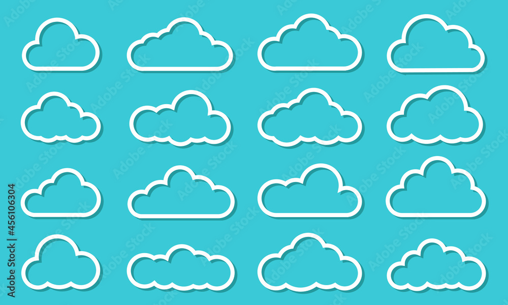 Poster vector cloud white icons. clouds collection. cloud vector icons. clouds in line simple design. vecto