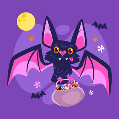 halloween bat flat design vector illustration