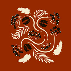 Folk flowers floral art print Flowers abstract art