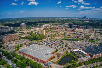 Aerial View of the Business District of St. Louis Park in the Twin Cities, Minnesota Metro