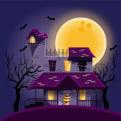 halloween house concept design vector illustration