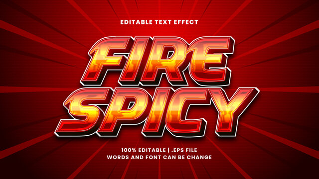 Fire spicy editable text effect in modern 3d style