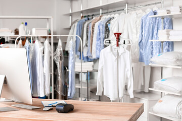 Interior of modern dry-cleaner's