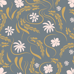 Folk flowers pattern Floral surface design Seamless pattern