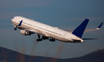 Take off passenger plane in the sky. High quality photo