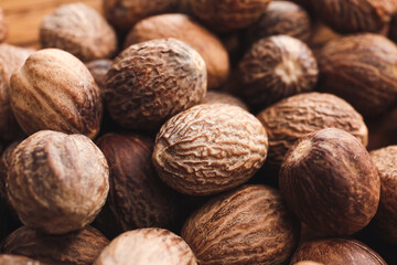 Shea nuts as background, closeup