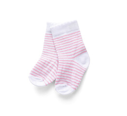Baby socks on white background