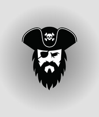 Pirate head mascot. Pirate captain face icon vector.Vector illustration.