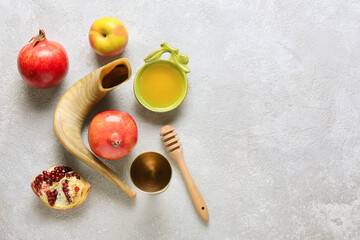 Composition for Rosh hashanah (Jewish New Year) celebration on grunge background