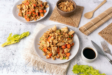 Cashew chicken, home made Chinese food with limited ingredients, healthy alternative to take out. 