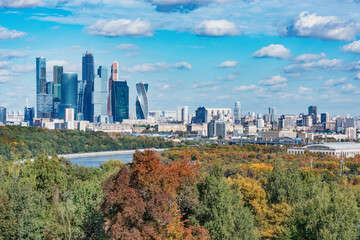 Fototapeta premium Autumn day view of the business city center. Moscow.