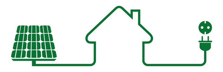 Logo maison et énergie solaire.
