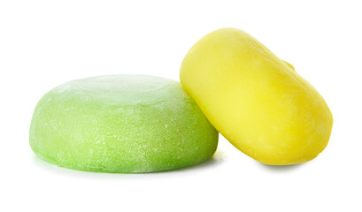 Tasty Japanese mochi on white background