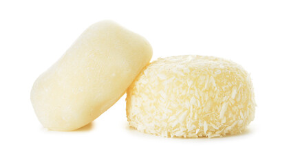 Tasty Japanese mochi on white background