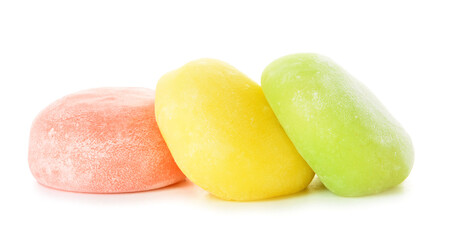 Tasty Japanese mochi on white background