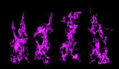 Several purple bonfires on a black background
