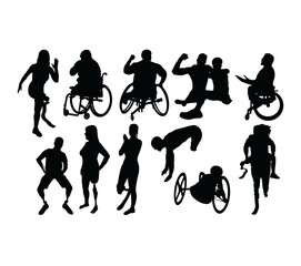 Disabled People Activity Silhouettes, art vector design
