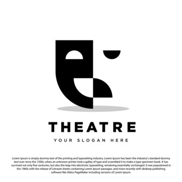 Theatre Mask Drama Logo Design Vector Template