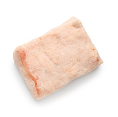 Piece of salted lard on white background